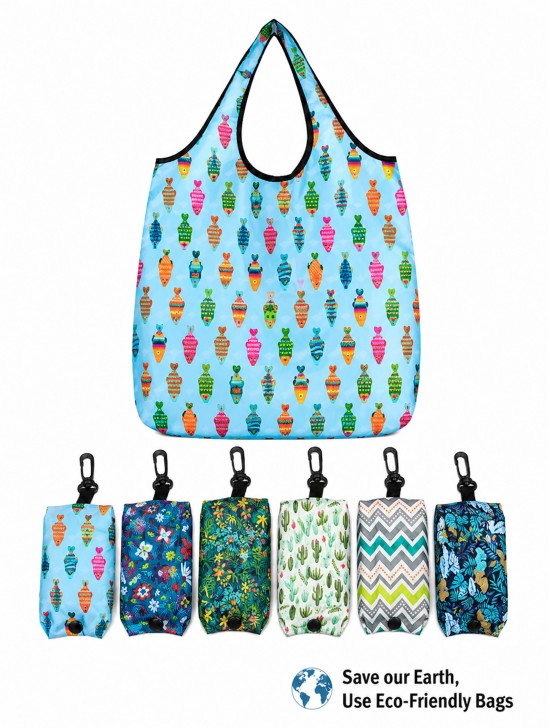 Hook-on Reusable Foldable Shopping Bags (12pcs) Hook-on Reusable Foldable Shopping Bags (12pcs)